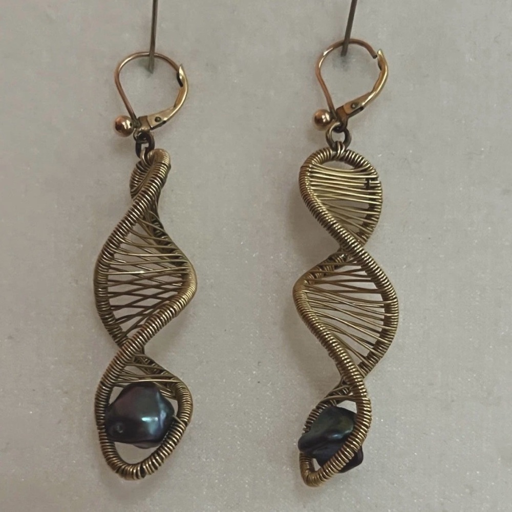 Tana Acton DNA Double Helix Earrings for Pierced Ears Gold Filled